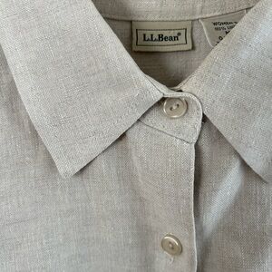 L.L. Bean Women’s 100% Linen Button-Down Shirt — Natural Beige